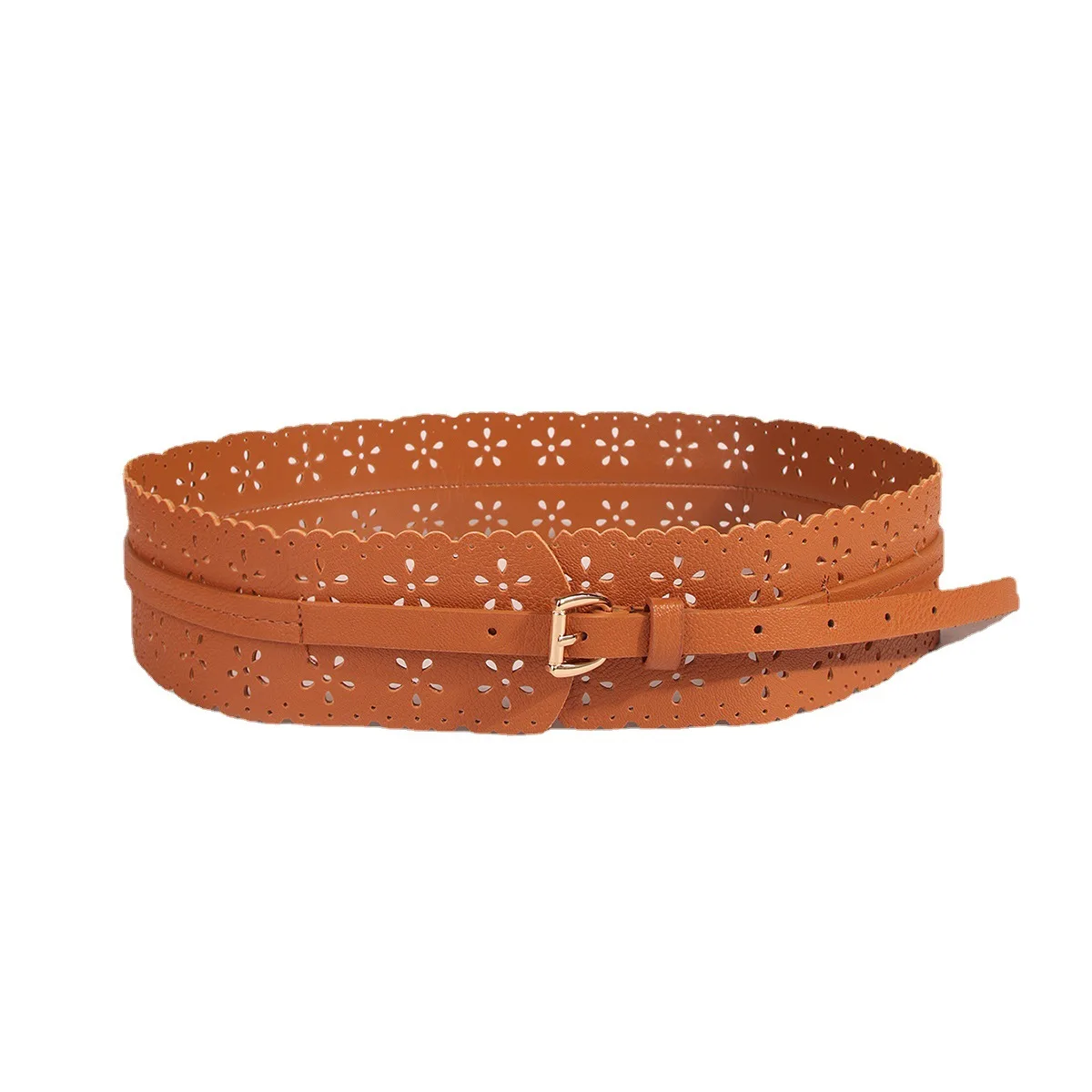 Manufacturer spot European and American style hollow flower wide waist seal fashionable concave decorative belt dress waist belt