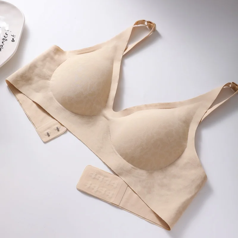 Nahtlose No-Show-BHs für Damen, drahtloser V-Ausschnitt, Bralette mit Leopardenmuster, herausnehmbare Polster, Sportunterwäsche, sexy Dessous, S-5XL – Detail 8