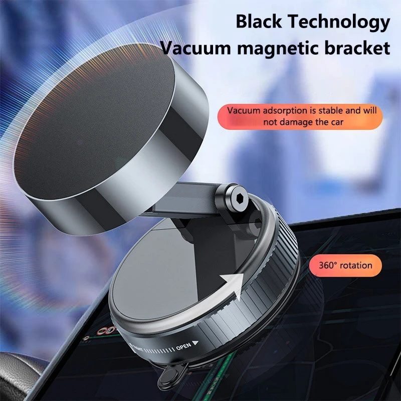 Strong Magnetic Phone Holder Foldable Design 360° Adjustable Vacuum Car Mount For Cell Phone For iphone Live Streaming