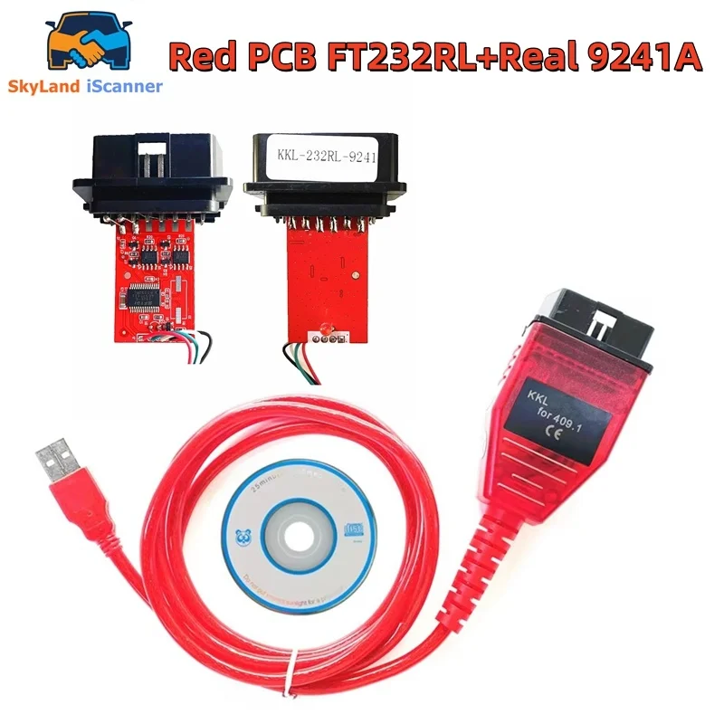 Best Release VAG KKL 409.1 Red PCB Board FT232RL 9241A Real Chip VAG409 USB Code Reader VAG 409 For AUDI/VW