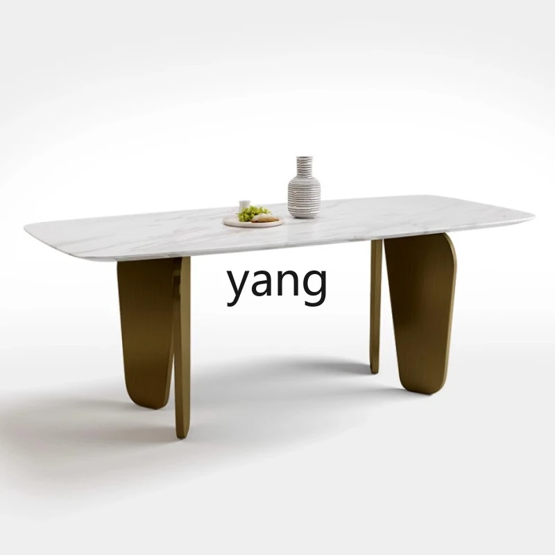 

Lmm marble dining table household light luxury high-end modern simple rectangular luxury stone dining table