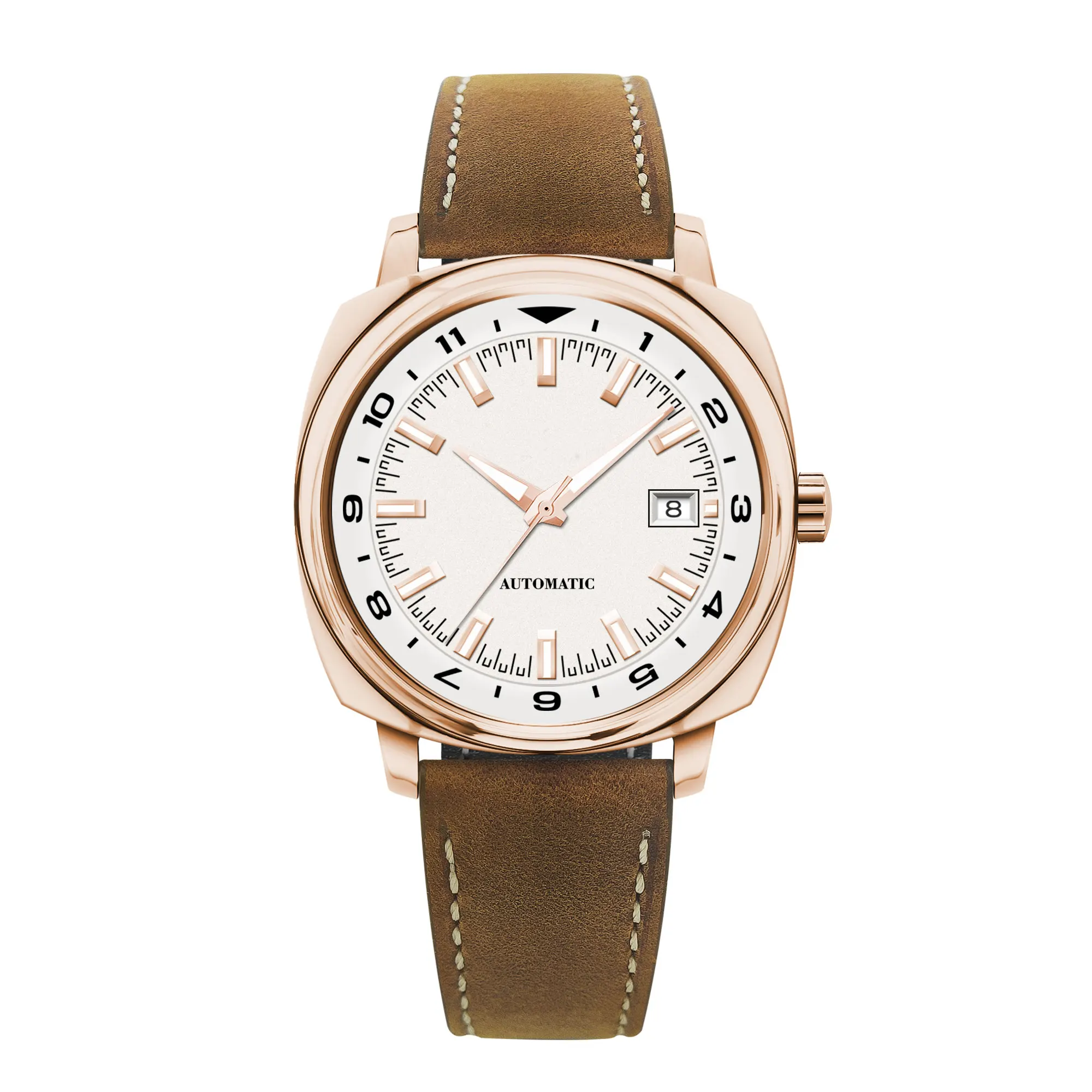 DIY Custom 42 мм NH35 сапфировое стекло автоматические мужские часы светящийся кожаный ремешок механические мужские часы Reloj automático