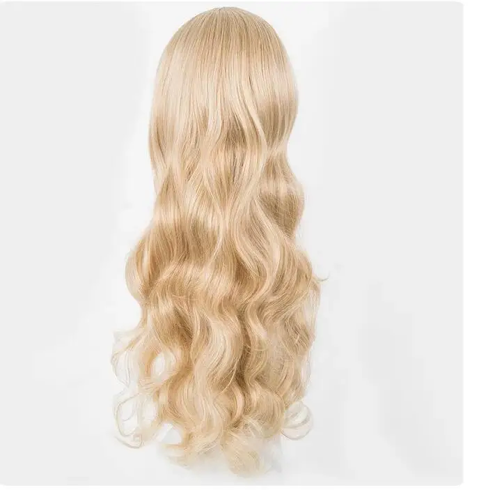 Peruca cosplay sintética longa e encaracolada para mulheres, cabelo loiro, linha, fantasia de cabelo, carnaval, halloween, festa, salão, peruca