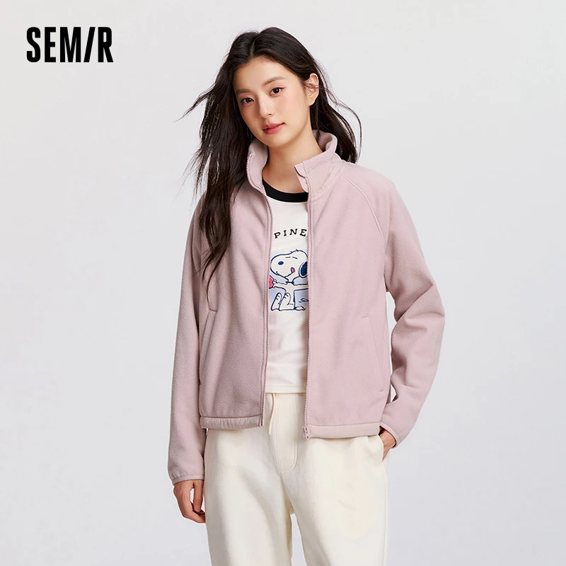 Semir Coat Women Antistatic Polar Fleece Loose 2024 New Winter Stand-Up Collar Raglan Sleeve Jacket