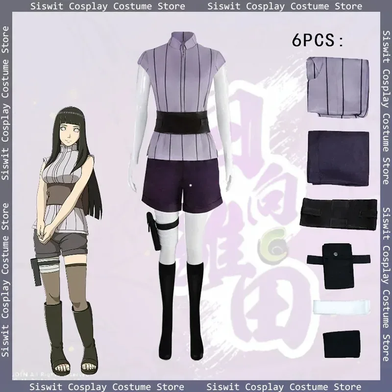 

Hyuga Hinata Cosplay Costume Full Set Anime Outfits Character Prop Accessories Holiday Carnival Party dress up Purple Suit Women