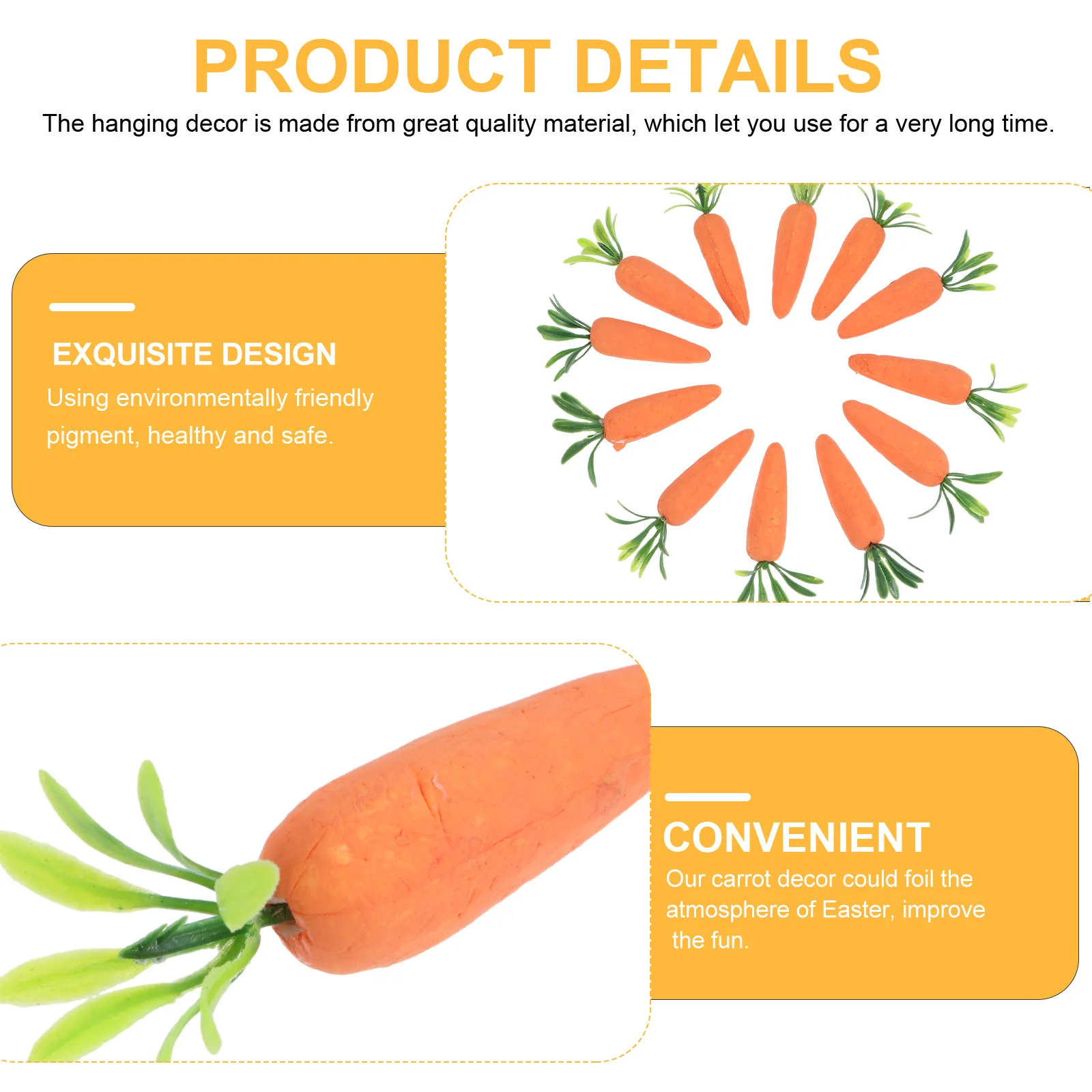 24Pcs Easter Artificial Carrot Decoration Simulation Carrots Realistic Home Garden Yard Decor Party Ornament Decorative Carrot