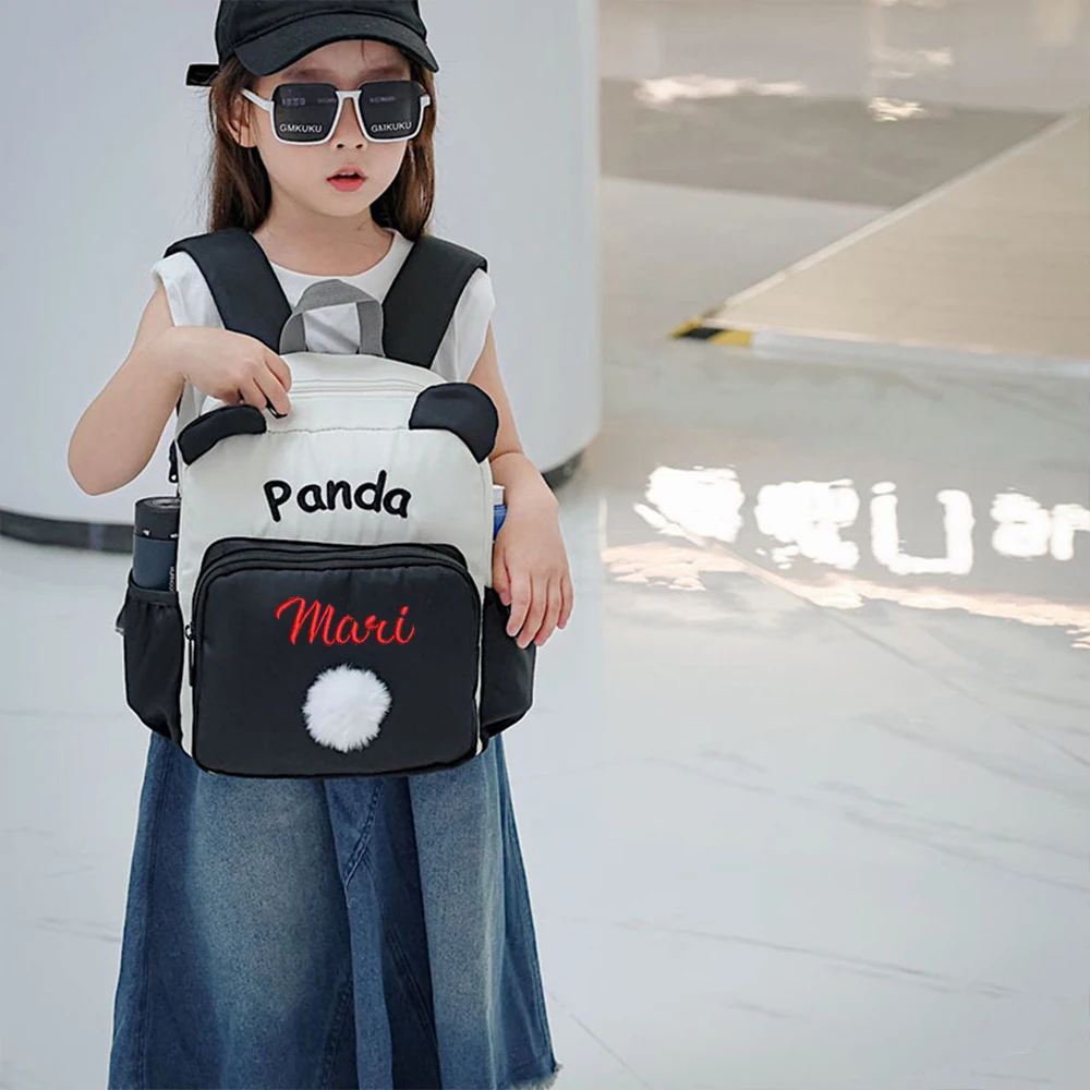 Personalized Kindergarten Children's Backpack, Customized Simple Cartoon Panda Backpack, Boys And Girls Mini Snack Gift Pack