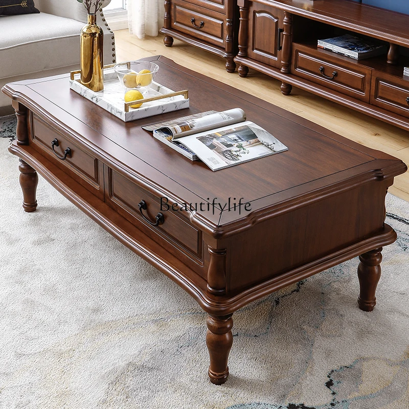 طاولة قهوة من الخشب الصلب مصنوعة من خشب الجوز الأمريكي وأثاث غرفة معيشة بسيط وحديث #4