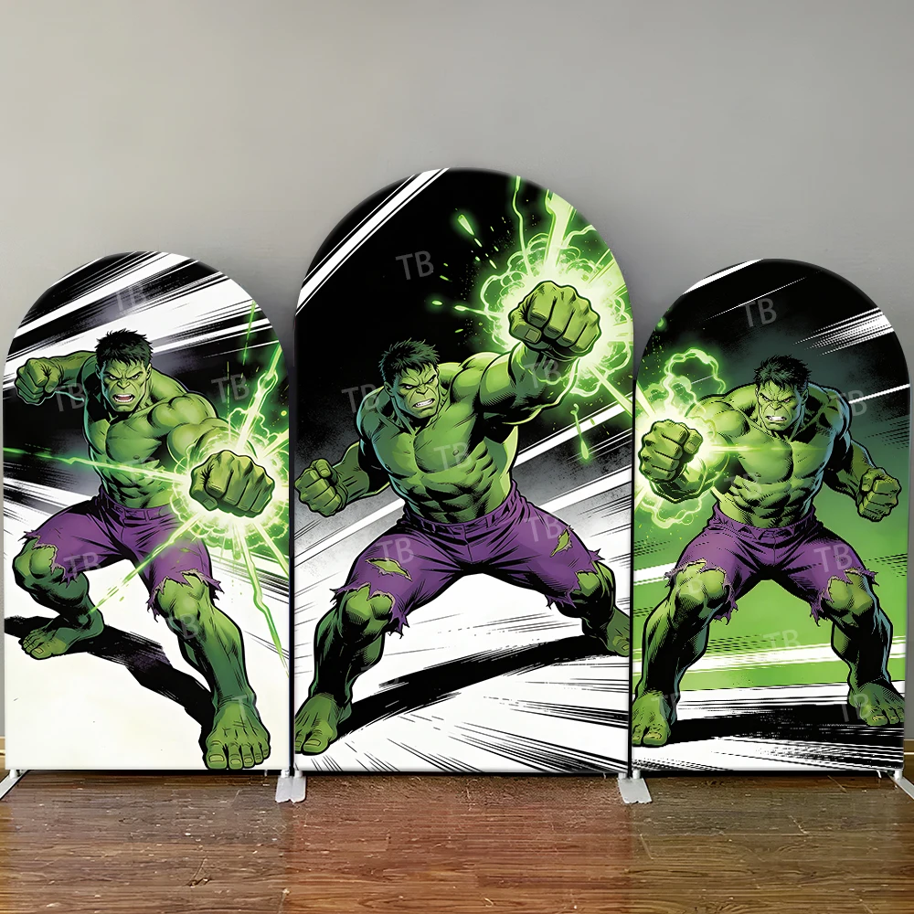 

Hulk Energy Punch Comic Style Arch Backdrop Cover Dynamic Hero Scene For Kids Birthday Baby Shower Photo Booth Decor Background