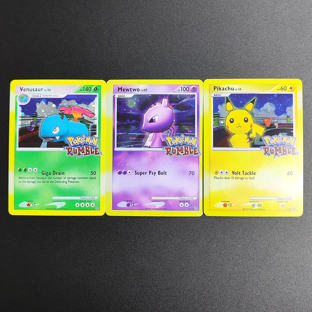 

Коллекционная карта Proxy Pocket MonSter 2009 P.M EN RUMBLE VENUSAUR PIKACHU MEWTWO, редкая, одиночная, классическая игра, аниме-карты, игрушки