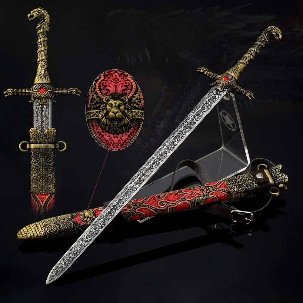 Espada de caballero Medieval de 30cm, espada Valyrian de acero, juego de película, TV, periférico de Metal Krieger, espada larga, modelo de arma, adorno