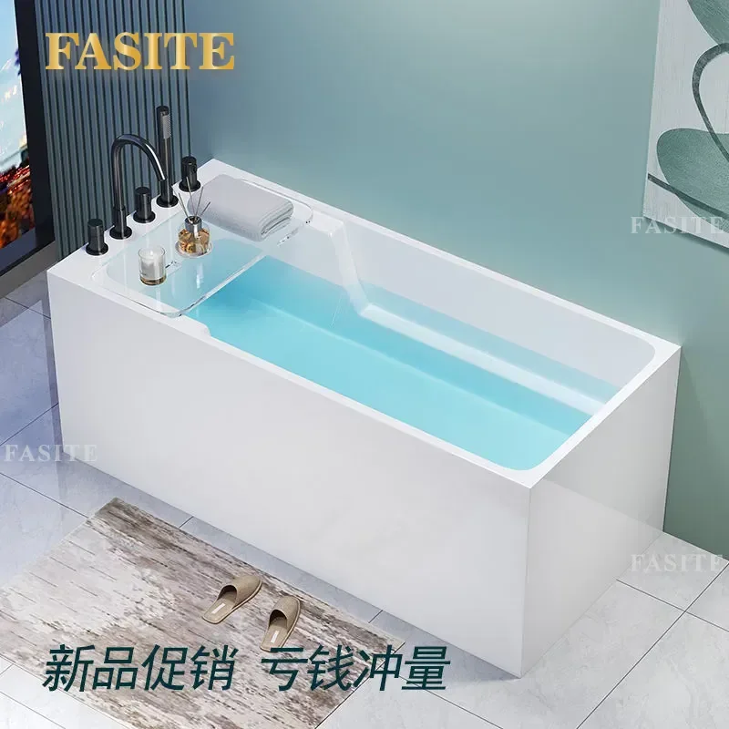 For Seamless Acrylic Integrated Rectangular Deepened Bathtub Adult Independent Family Small Apartment Hotel Home Use