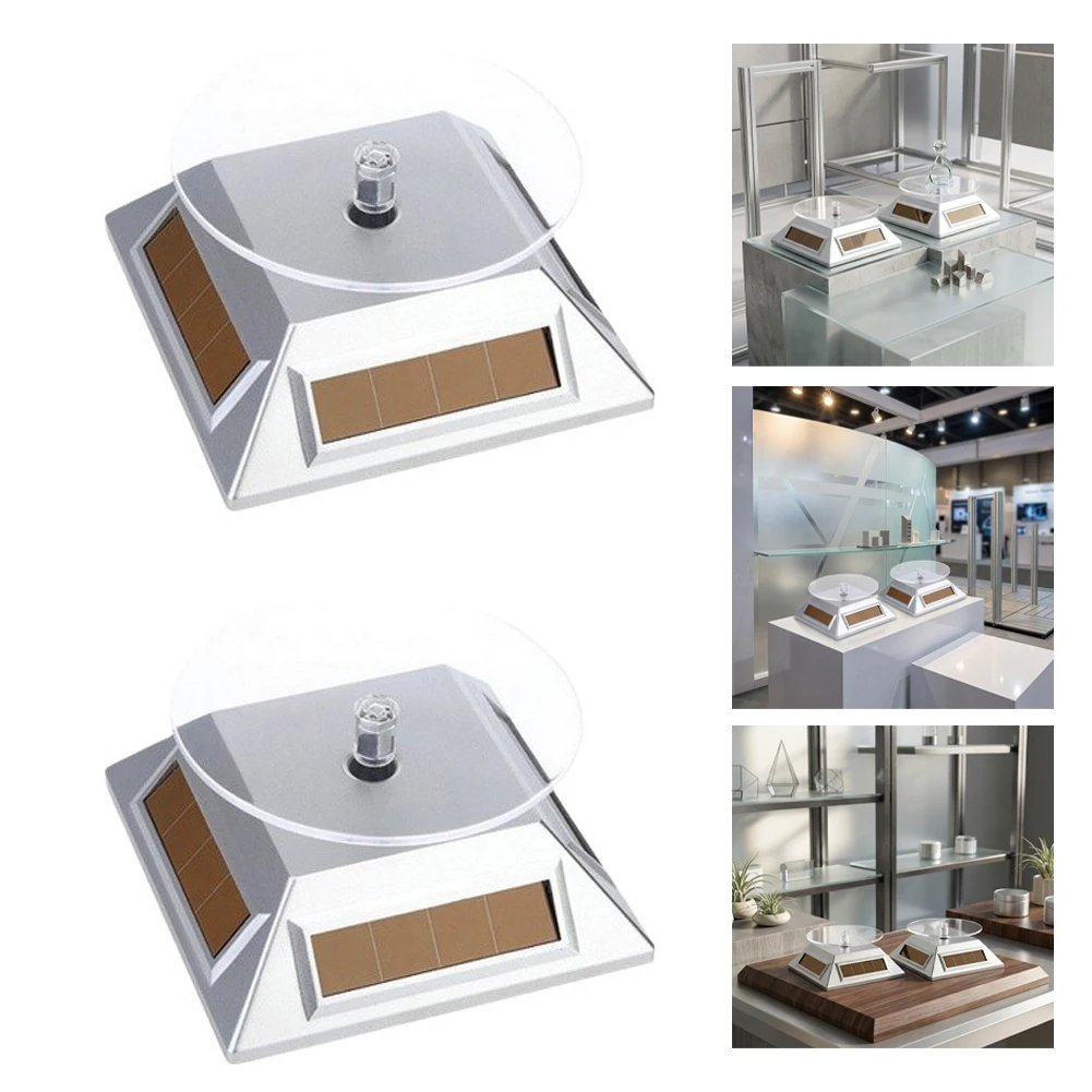Solar Display Stand Turntable 360 Degree Rotating Display Stand Automatic Revolving Platform For Jewelry Collection Displaying