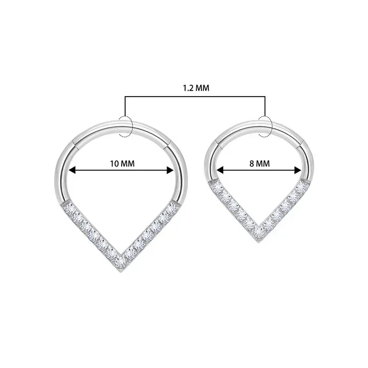 ASTM F136 Implant Grade Titanium 16G Hinge 8-10mm Nose Ring Earlobe Pillow Ring Earring Teardrop Septum Piercing Jewelry