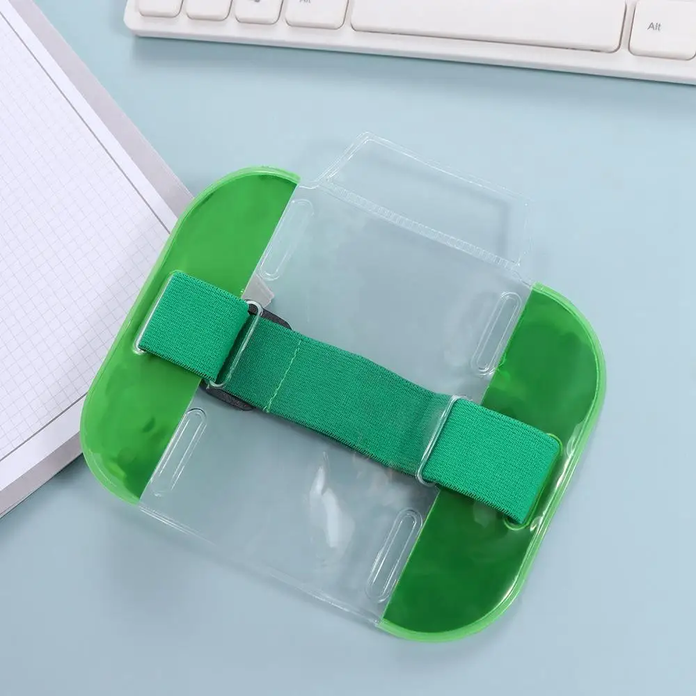 Borsa per fascia elastica da braccio portatile Borsa per carte da uomo in PVC Porta badge identificativo Custodia per carte di credito Fascia per foto Fascia da braccio elastica trasparente