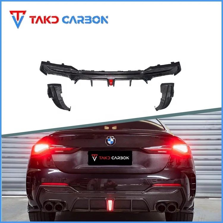 

TAKD Carbon Perfect Fitment Dry Carbon Fiber Rear Bumper Diffuser Lip Within Led for bmws 4 Series G22 G23 2021-2023
