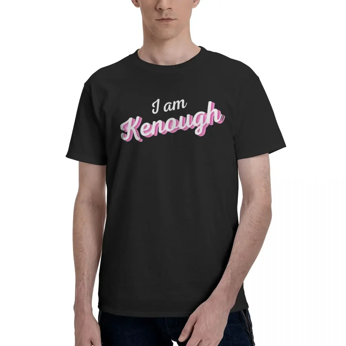 I Am Kenough T Shirts for Men Cotton Funny T-Shirts Round Neck Ryan Gosling Fuuny Movice Tee Shirt Short Sleeve Clothing