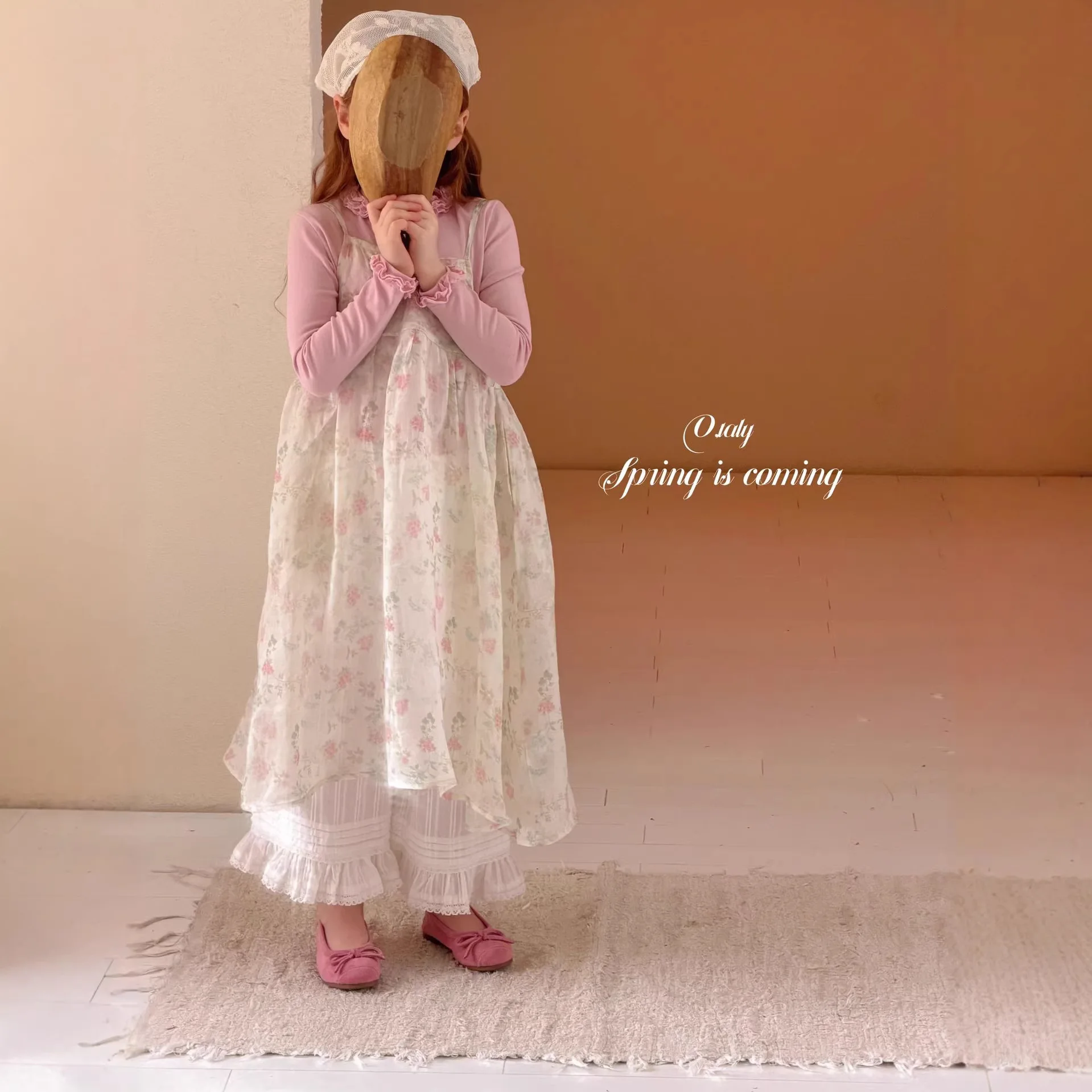 Girls Dress 2026 Spring and Summer New Children's Clothing Korean Style Girl Baby Pastoral Fresh Floral Suspender Dress