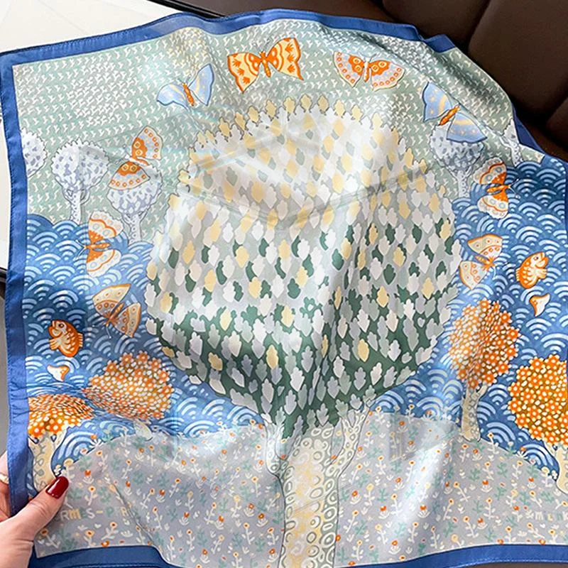 

100% Silk Satin Square Scarf Soft Smooth Aesthetic Scenery Print Ideal Gift for Mom Girlfriend Friends