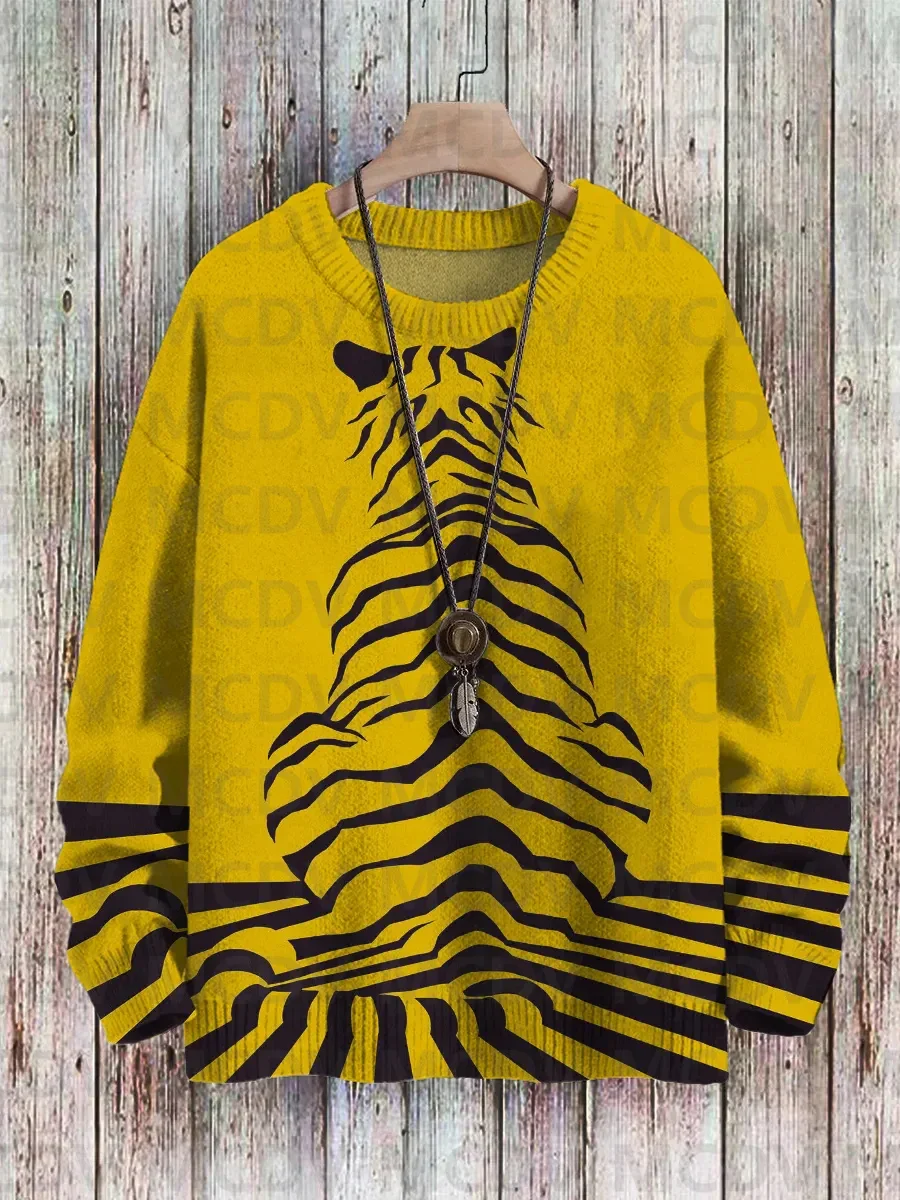 Men's Sweater Cute Cartoon Giraffe Pattern Pullover Print Casual Sweater