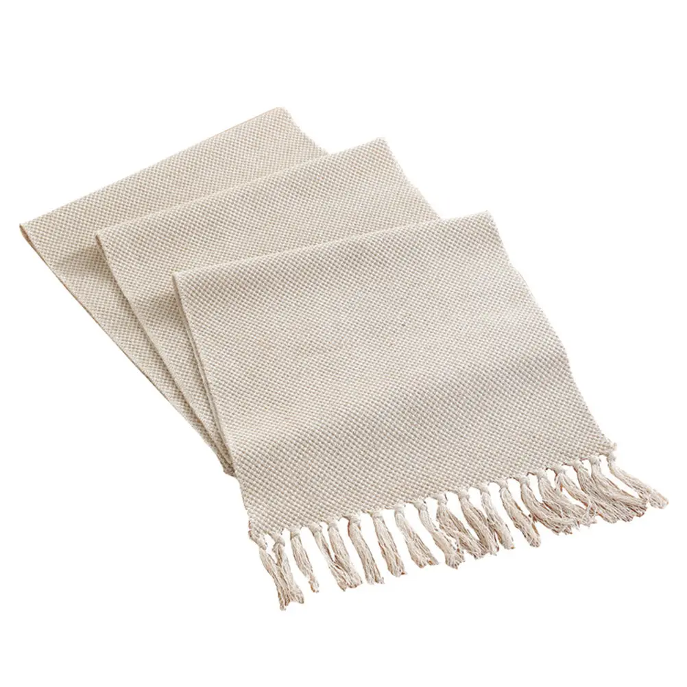 1Pcs Hand-Woven Cotton Table Flag Exquisite Rustic Tablecloth Protective Cover Beautiful Tassel Dining Table Decoration Simple