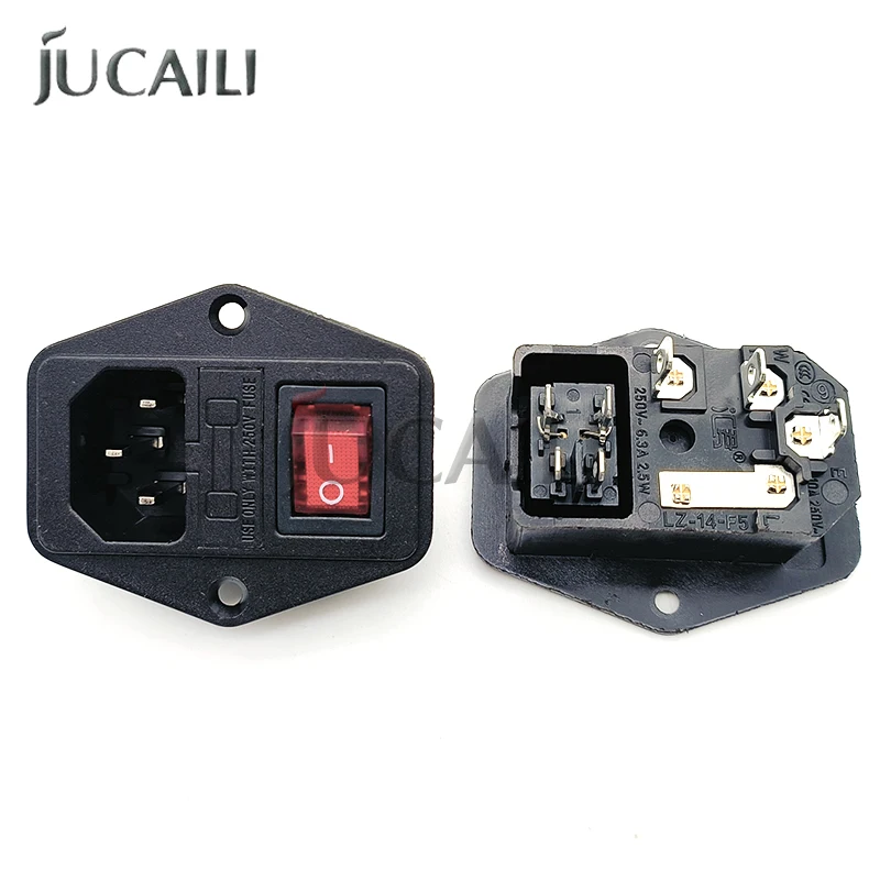 250V Power Socket 10A Fuse IO Switch Plug Power Switch 3 in 1 AC Part Red Black Printer Parts Fuse Supply Socket Outlet Triple