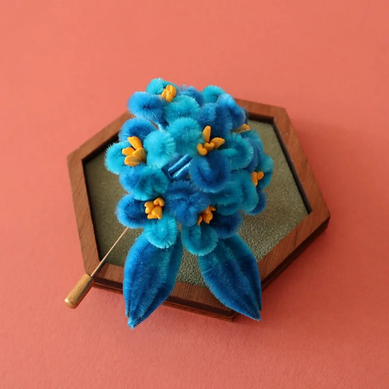

Брошь с синим бархатным цветком ручной работы «Невероятное культурное наследие», китайский повседневный подарок, торжественное платье, Cheongsam, синие украшения