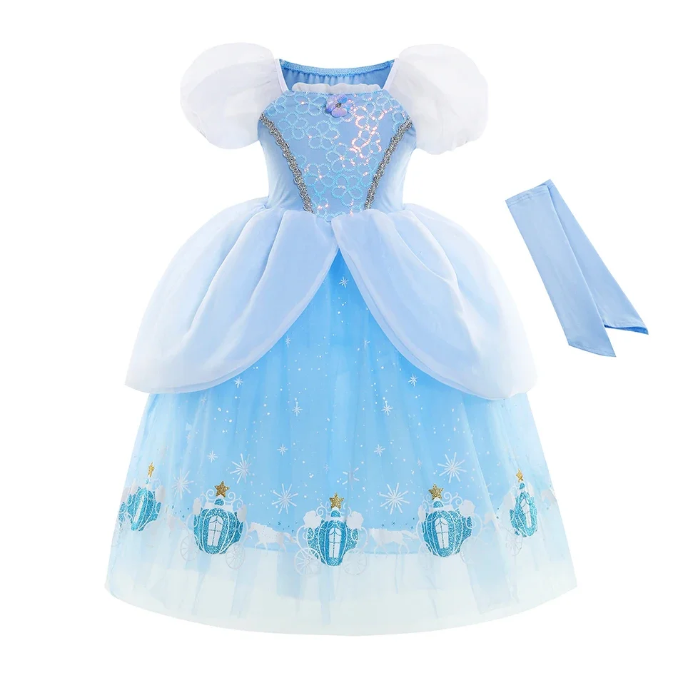 Cinderella Costume Girl Princess Charm Girls Formal Dress Party Ball Gown Dress Halloween Clothes