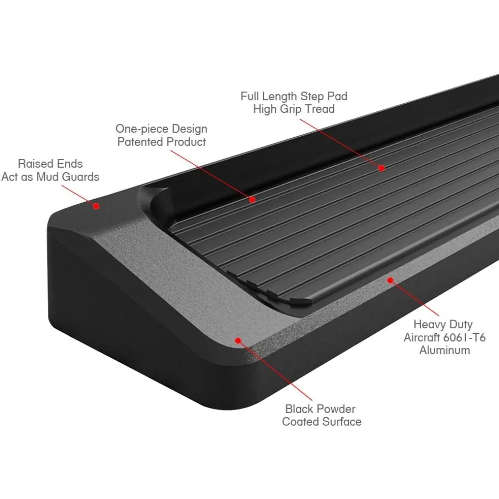 نمط لوحات الجري السوداء المتوافقة مع Toyota Tundra 2022-2025 CrewMax (قضبان جانبية للخطوات الجانبية)