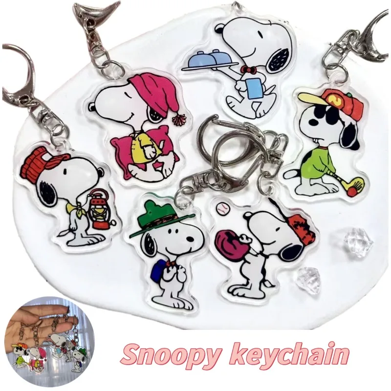 

2025 New Snoopy Cute Cartoon High Beauty Acrylic Keychain Creative Printing Ins Couple Girlfriend Backpack Car Pendant Gift