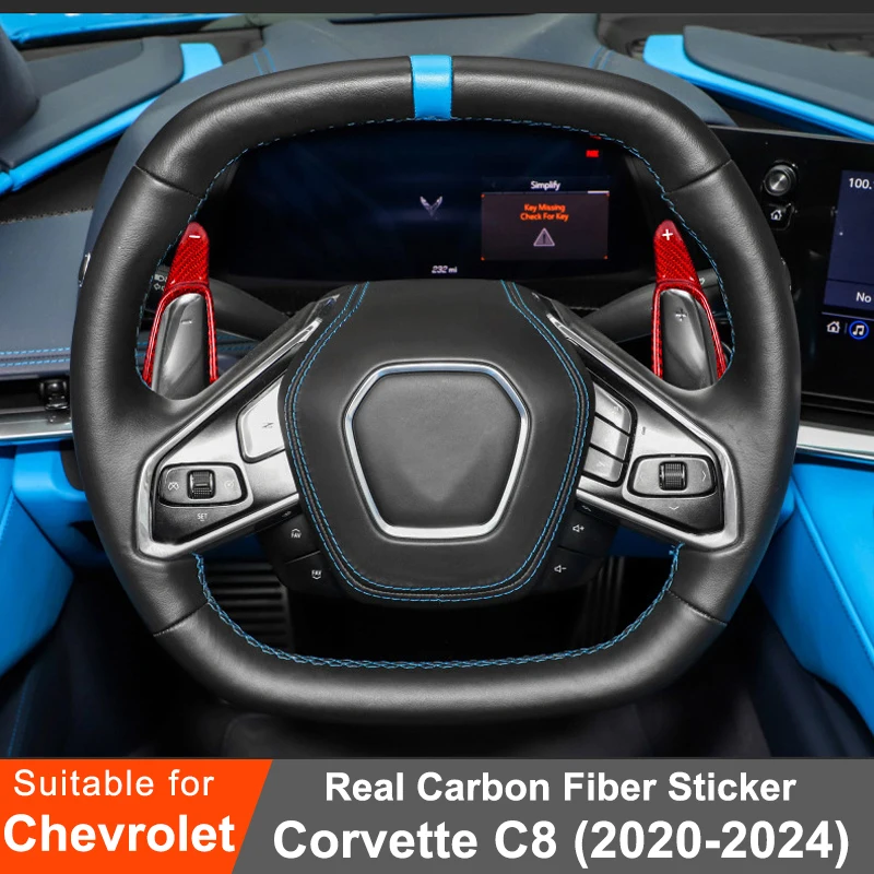 For Chevrolet Corvette C8 2020-2024 Car Steering Wheel Paddle Carbon Fiber Decorative Sticker Interior Modification Accessories