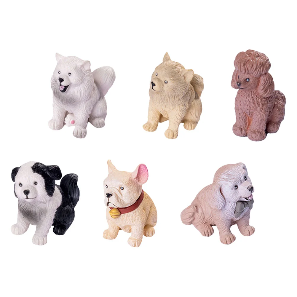 6 PCS Mini Large Dog Series Poodle Figurine Toys Top Hat Figurines Puppy Cupcake Toppers Pvc Pets Tiny