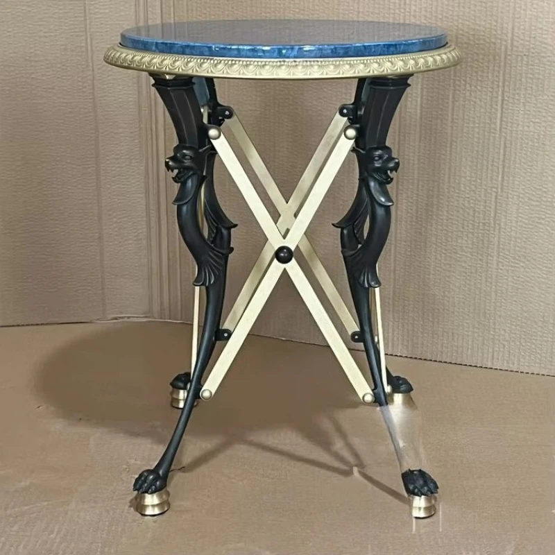 Vintage carved metal blue dome luxury villa decoration living room bedroom side table