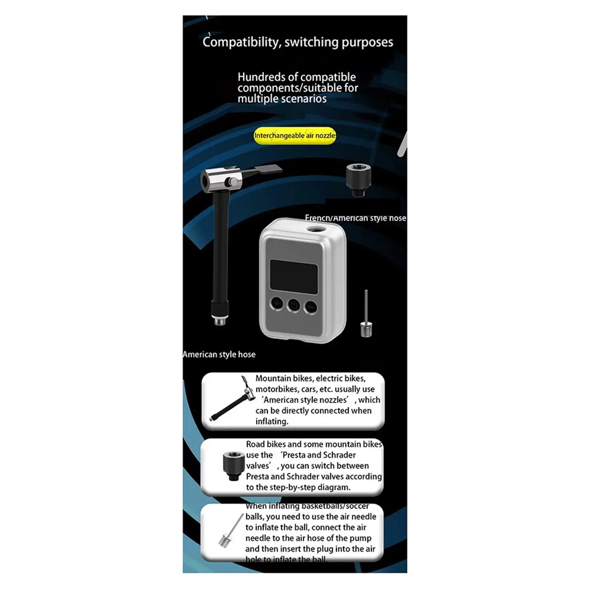 

AD10 150 PSI Portable Bicycle Electric Air Pump MINI Quick Charge Compressor Bike Tyre Inflator Digital Gauge Display