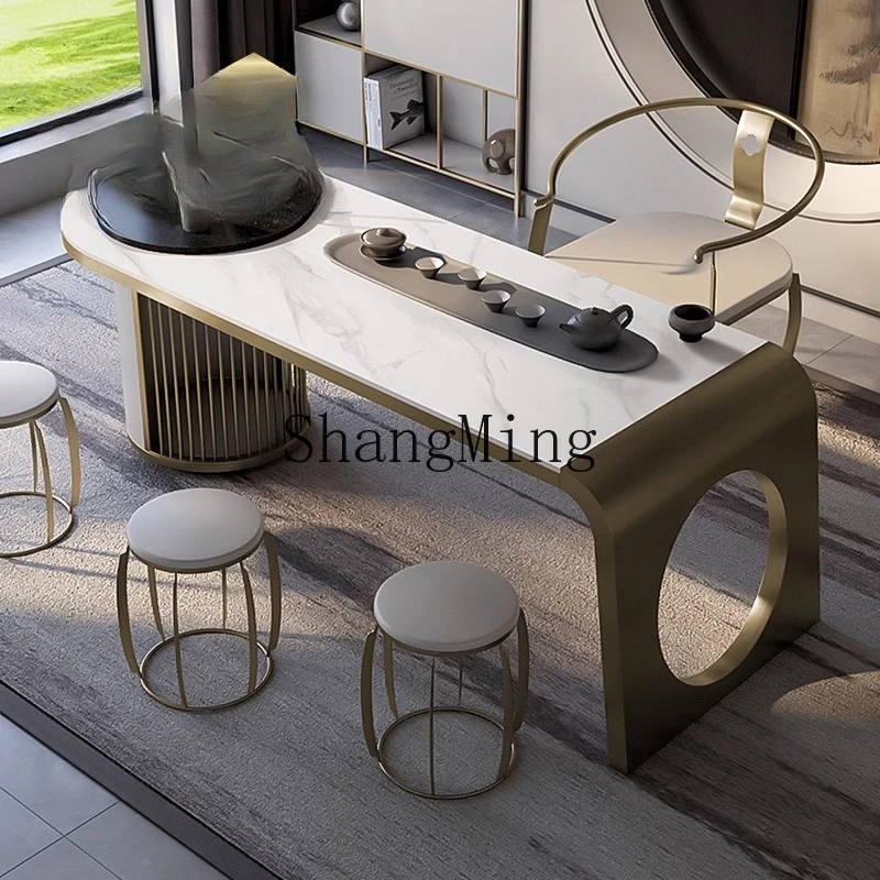 CL light luxury rock slab tea table modern minimalist office atmosphere kung fu  table high-end household  table