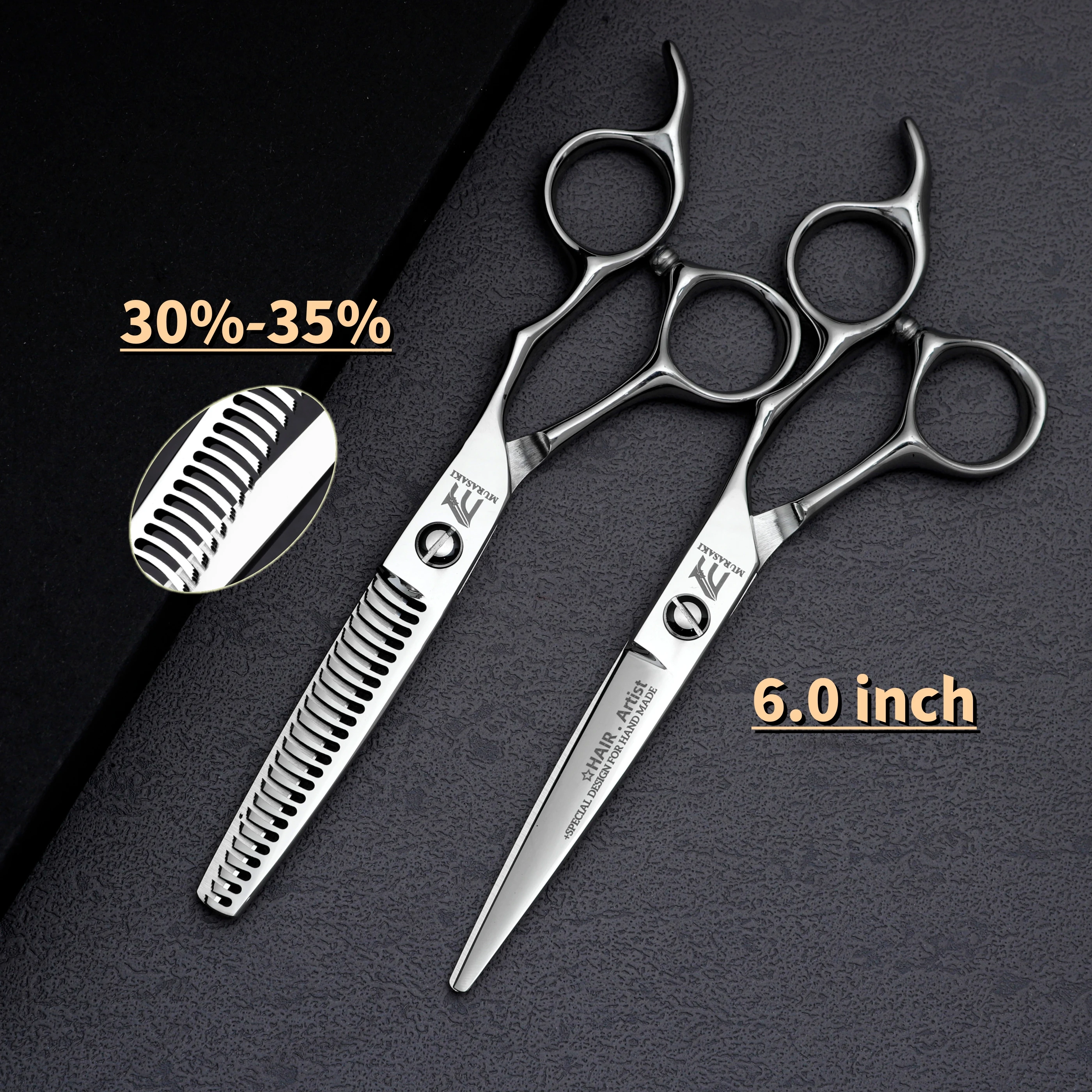 MURASAKI Professionelle Friseurschere, Friseurschere aus 440C-Stahl, 6-Zoll-Haarschneidewerkzeuge, hochwertiges Friseurzubehör – Detail 16