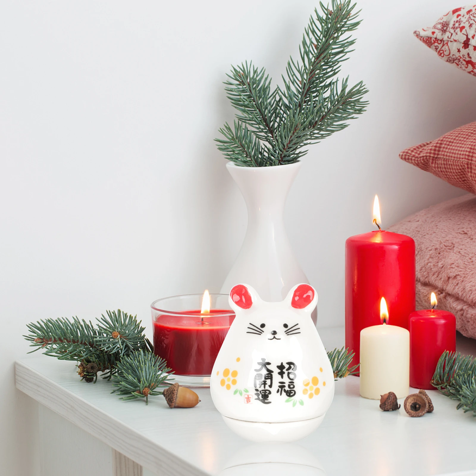 

Ceramic Rat Desktop Decoration Small Auspicious Mouse Ornament Creative Mouse Decoration Smooth Texture Desktop Adornment