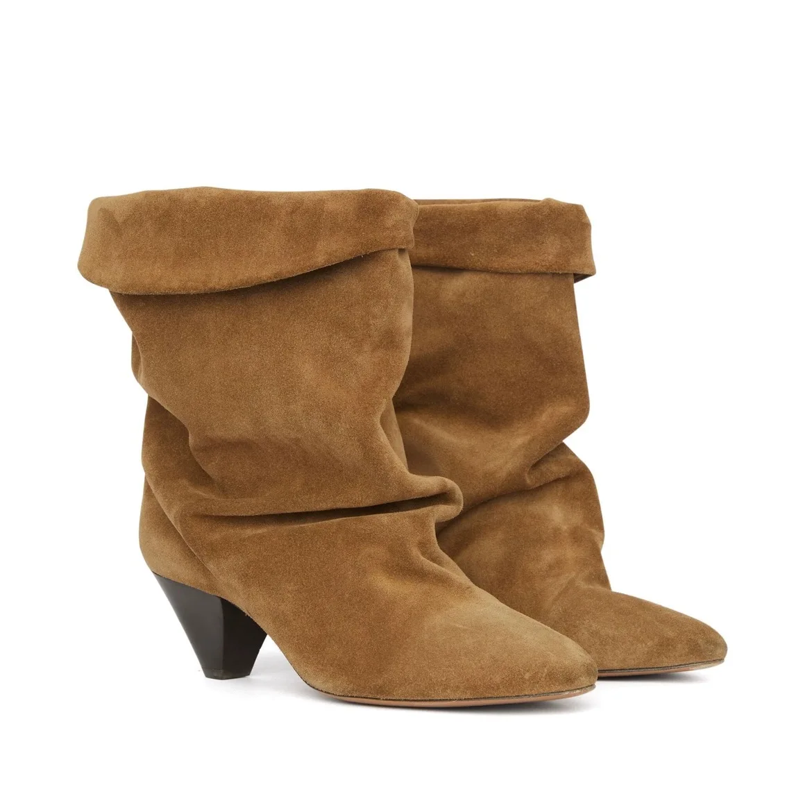 

Women's Suede Slouchy Mid-Calf Boots Ruched Design Low Heel Soft Comfortable Footwear for Casual Daily Autumn Winter Fashion