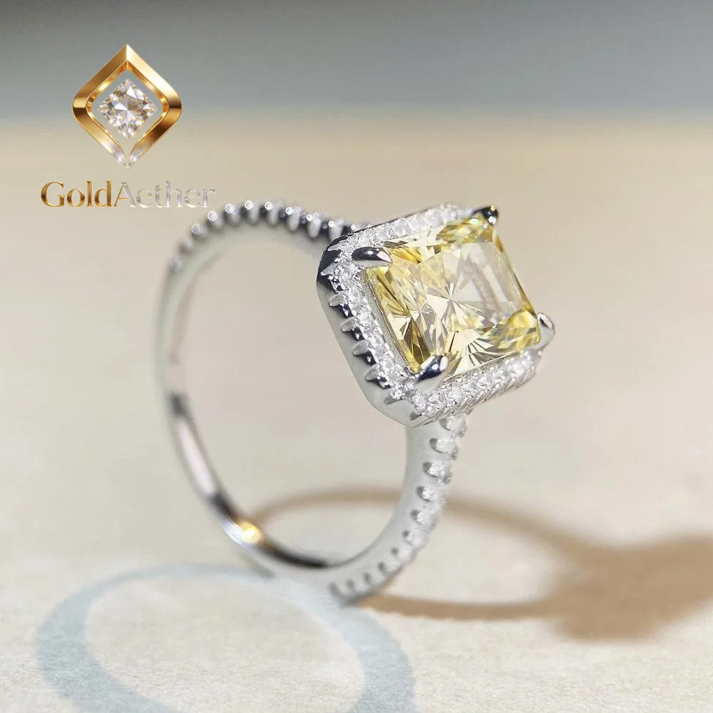 

Кольцо GoldAether класса люкс из цельной платины PT950 с желтым бриллиантом и муассанитом огранки Райдейн «Ледяной цветок» для женщин