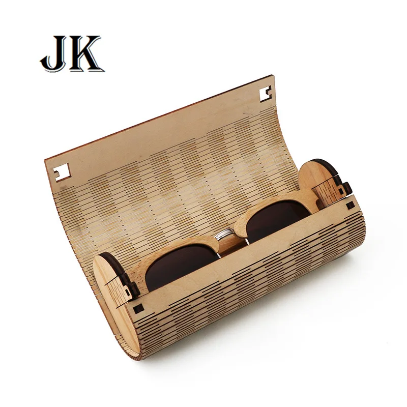 2024New Bamboo Glasses Case Hollow Pattern Wood Sunglasses Storage Box JK50010