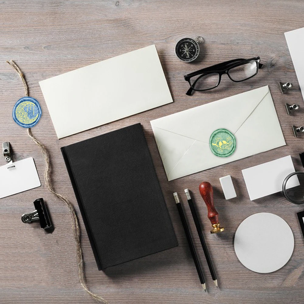 الخماسي القمر الغراب ختم من الشمع ختم الطيور سلسلة حمامة نمط ختم الشمع ختم 25 مللي متر القابلة للإزالة النحاس رئيس لبطاقة المغلف #6