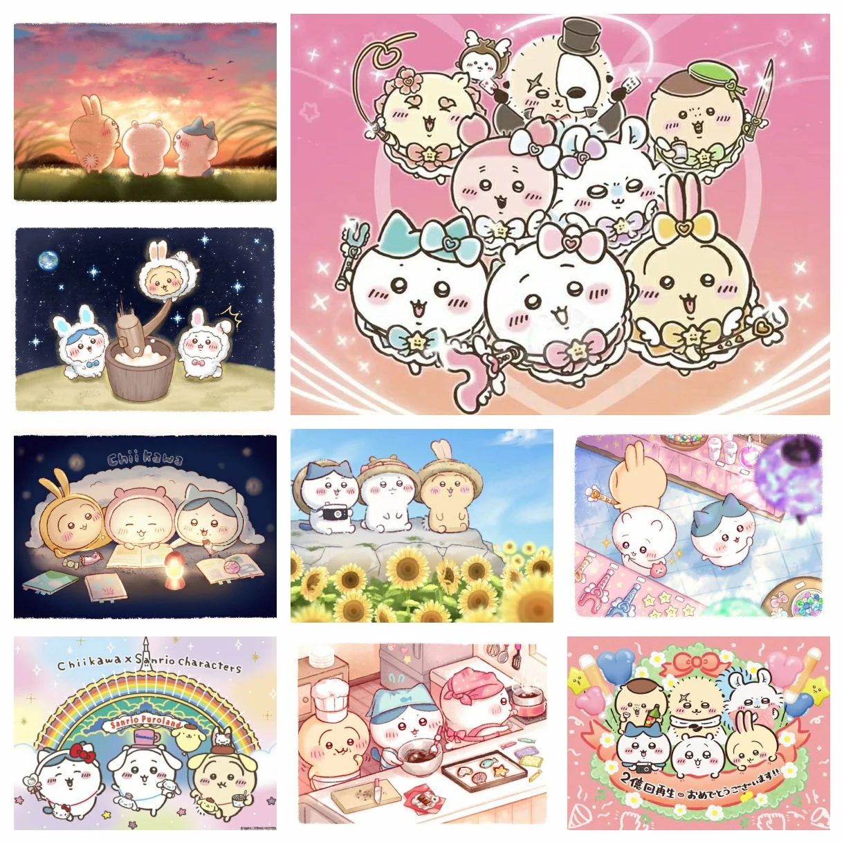 لطيف Chiikawa Hachiware الماس اللوحة فسيفساء اليابانية الكرتون أنيمي عبر الابره مجموعات التطريز الراين الأطفال هدية