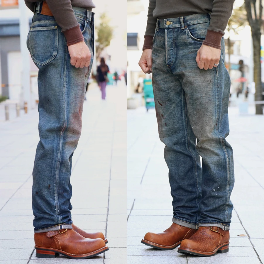 بقع طلاء ثقيلة محدودة من GLAD HAND، جينز عتيق من قماش الدنيم