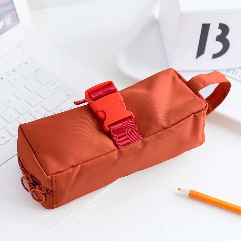Minimalist Large Capacity Pencil Case - Stylish Snap Closure with Multiple Compartments for School Students