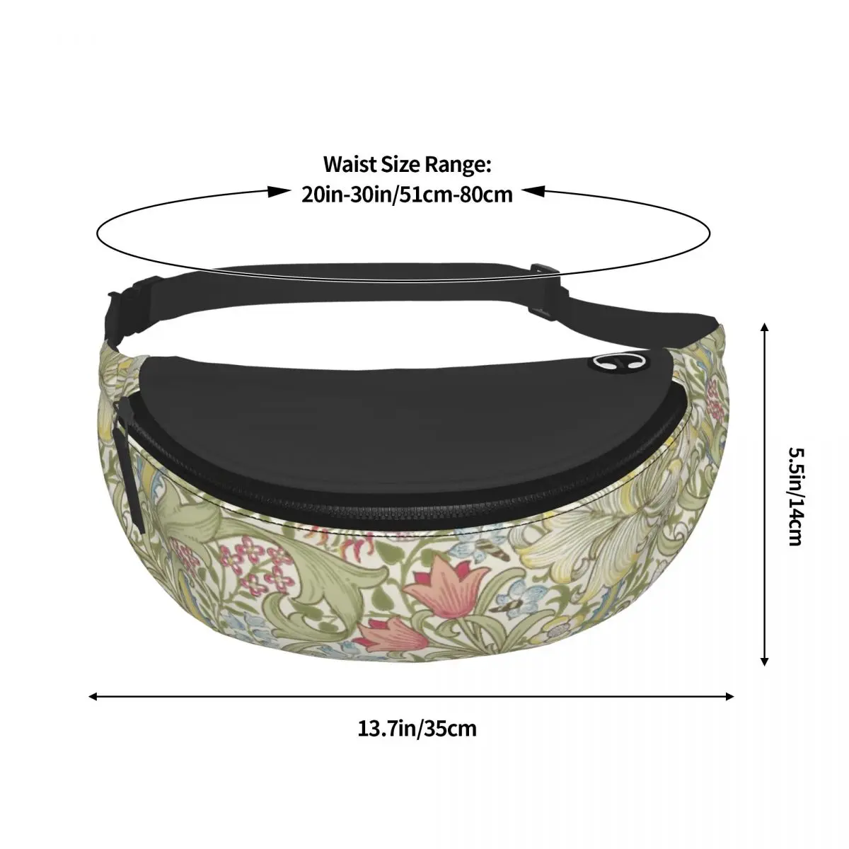 Custom William Morris Art Fanny Pack for Men Women Floral Textile Pattern Crossbody Waist Bag Travel Hiking Phone Money Pouch