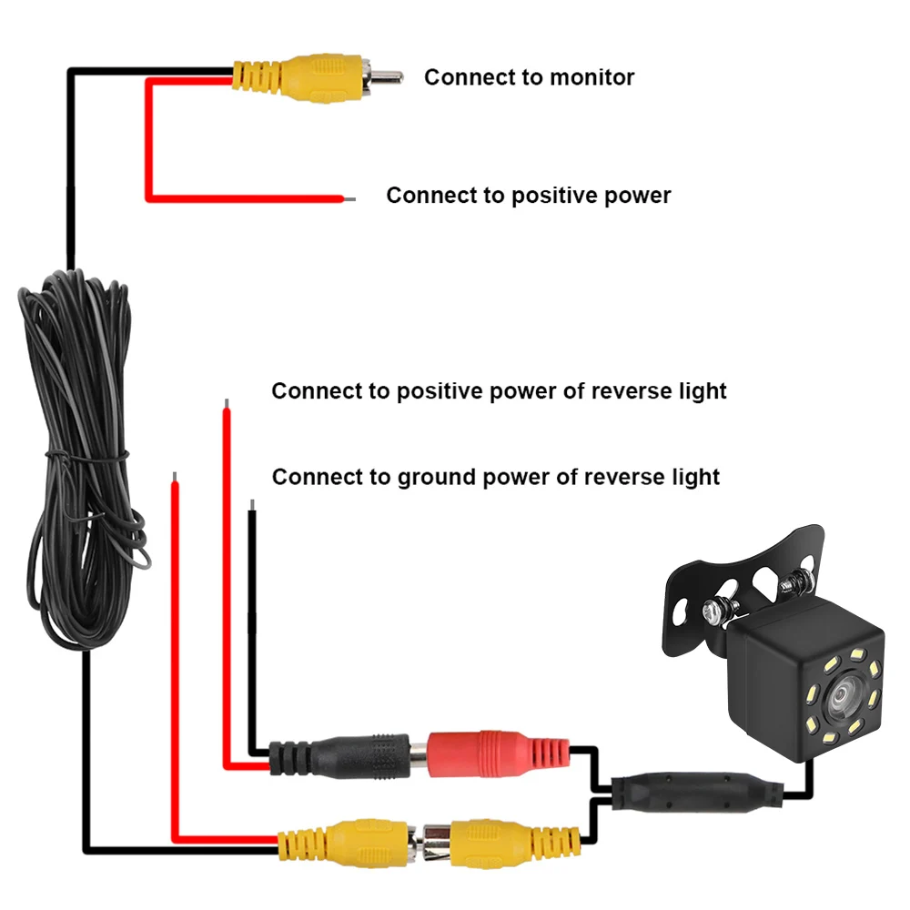 DC 12V Car Rear View Camera Backup Parking Reverse Camera Lens Fisheye Universal 170° Wide Angle LED Night Vision