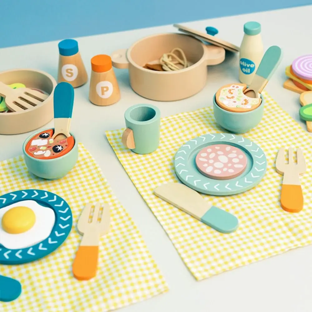 新しい木製キッズキッチンおもちゃ調理器具食品、シミュレーションキッチンおもちゃポット視覚感覚早期教育玩具