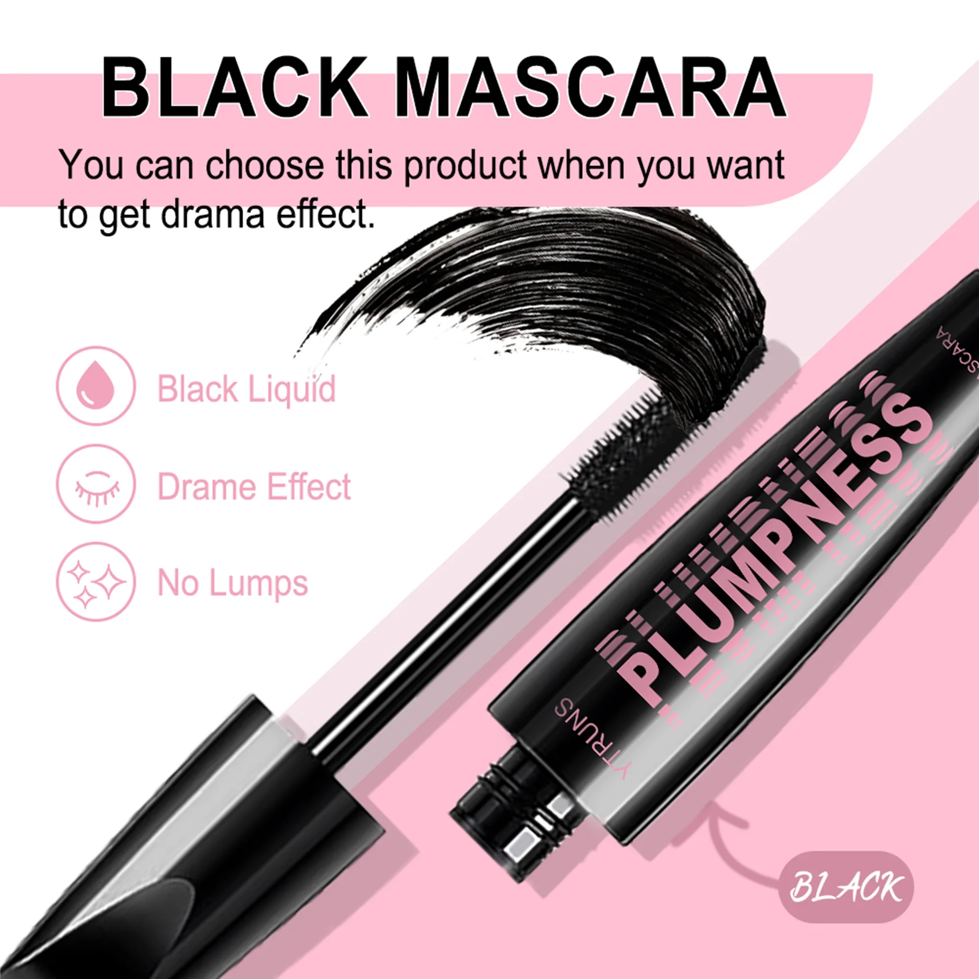 Rímel volumizador de fibra de seda 4D - Maquiagem de extensão de cílios de longa duração, à prova d'água, à prova de manchas, alongamento e espessamento