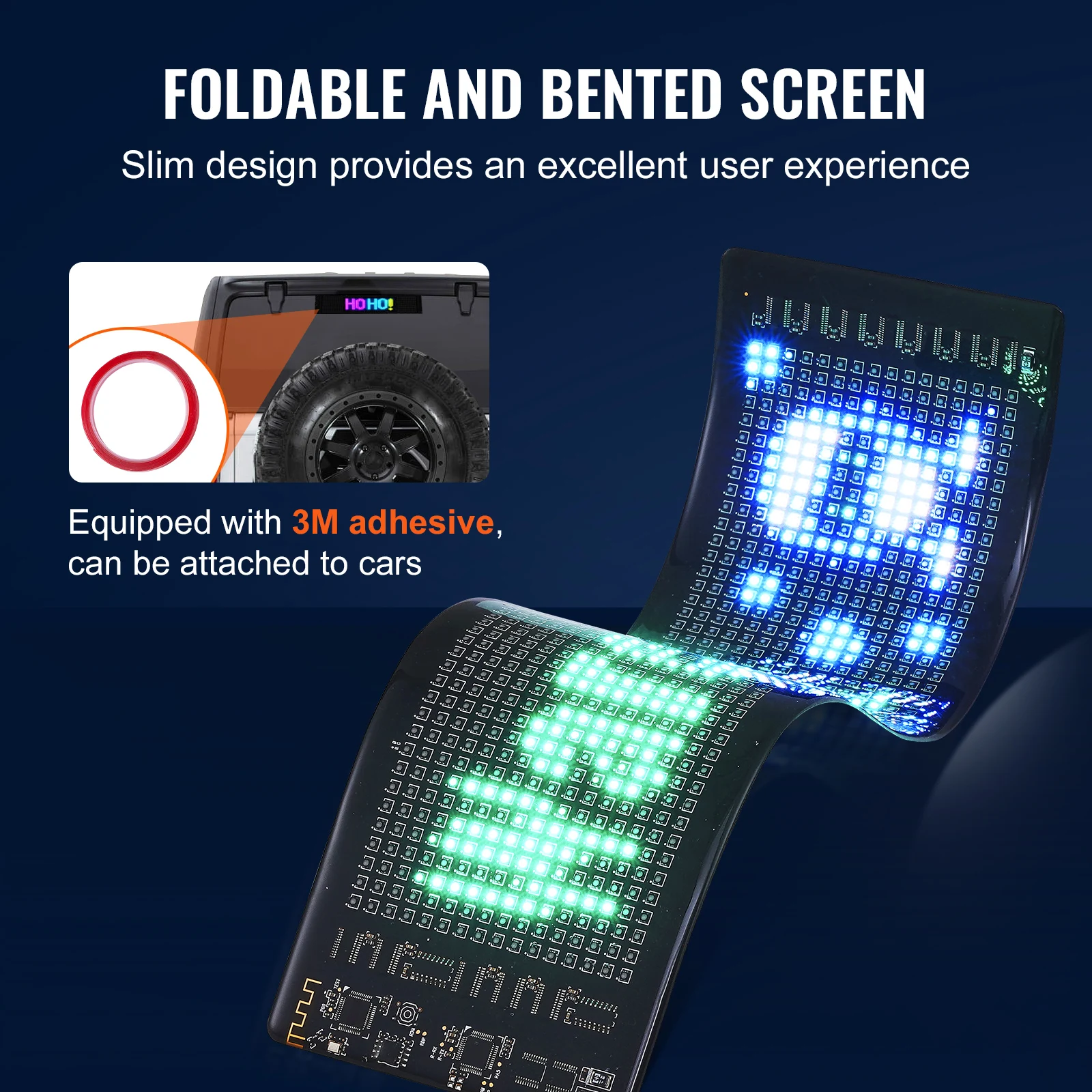 VEVOR Custom Text Animation Pattern Display Board Bluetooth APP Control Message Shop Sign for Store Business Car Bar Advertising