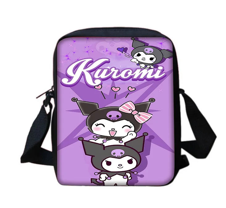 Cute Cartoon Kuromis Impresso Shoulder Messenger Bag, bolsa casual infantil, homens e mulheres, bolsa de telefone, bolsa de compras para meninos e meninas